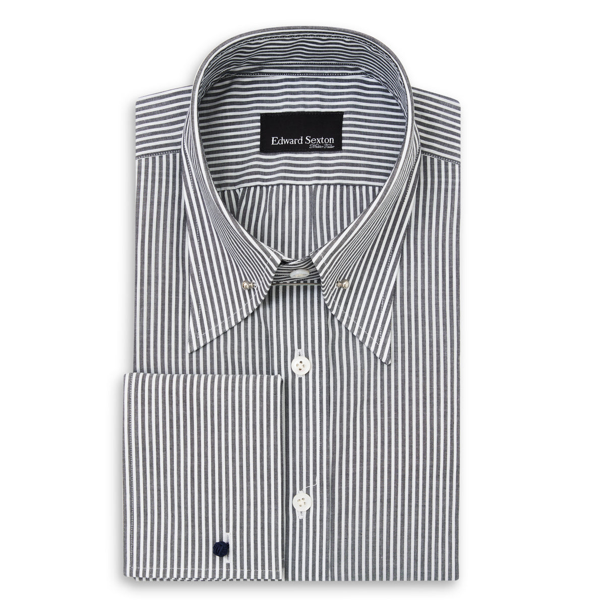 Grey Bengal Stripe Pin Collar Shirt – Edward Sexton