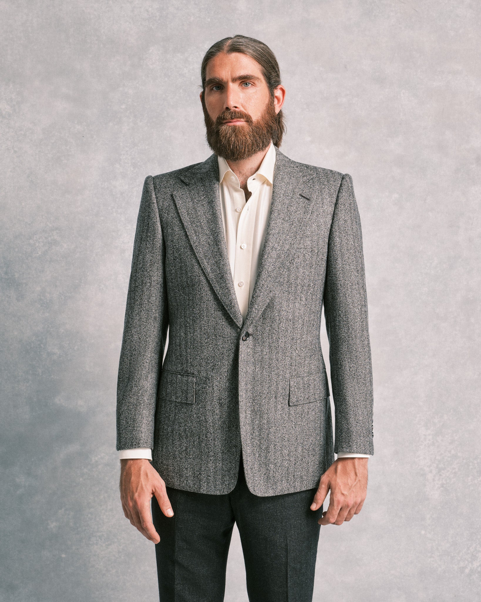 Grey herringbone jacket mens best sale