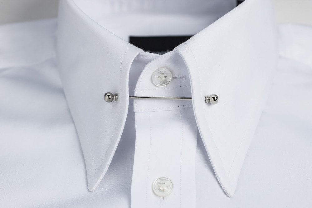 White Regular-Fit Pin Collar Shirt from Edward Sexton